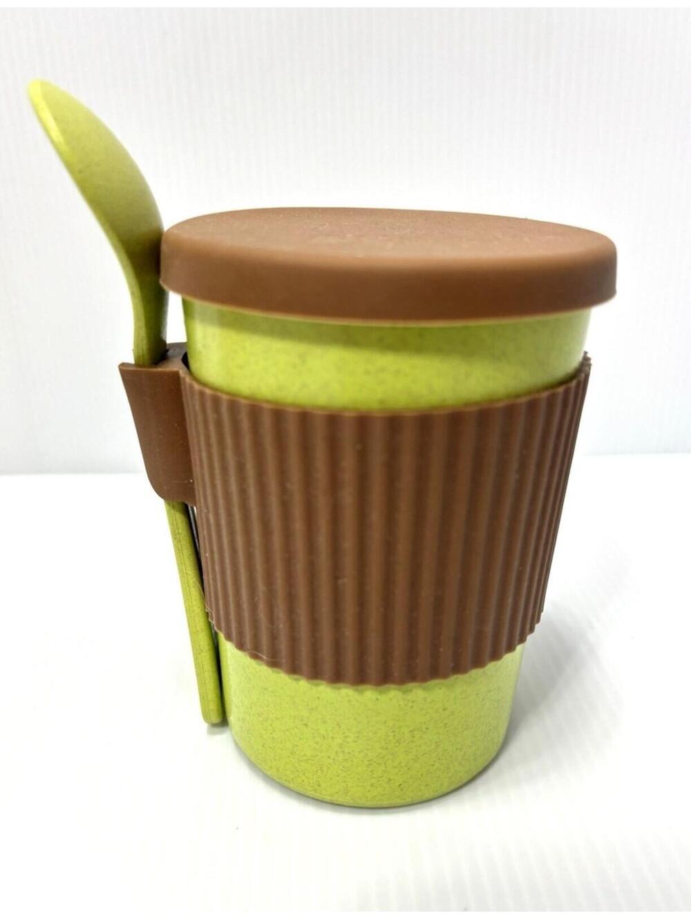Keka Wheat Bio Plant Fiber Travel Mug Eco Friendly Coffee Cup Lid Sleeve Spoon